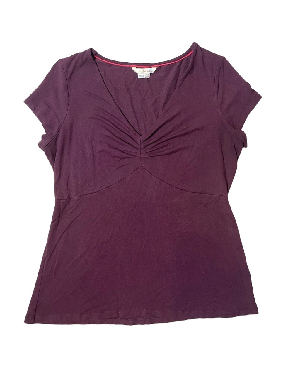 Boden Short Sleeve Jersey Top Shirt Blouse Size US 12 UM 18 Pleated Purple EUC